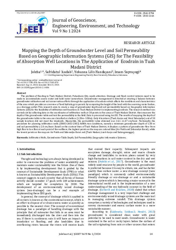(PDF) Mapping the Depth of Groundwater Level and Soil Permeability ...