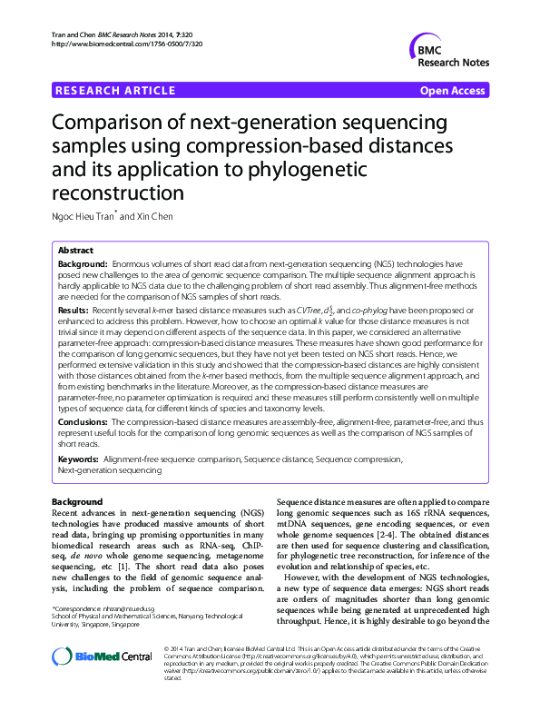 (PDF) Comparison of next-generation sequencing samples using ...