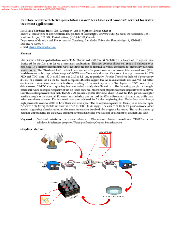 (PDF) Cellulose reinforced electrospun chitosan nanofibers bio-based ...