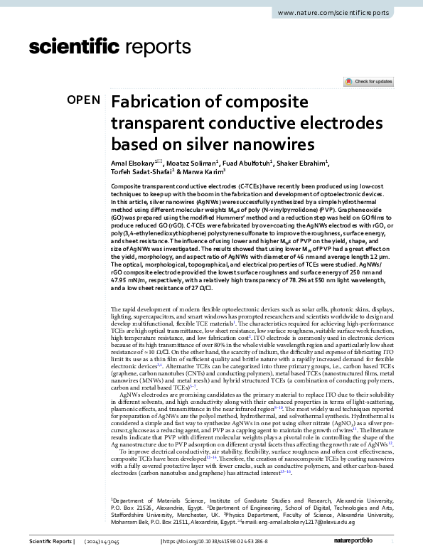 (PDF) Fabrication of composite transparent conductive electrodes based ...