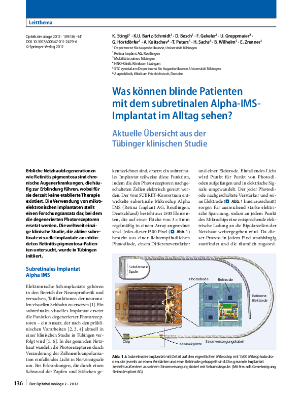 (PDF) Was können blinde Patienten mit dem subretinalen Alpha-IMS ...