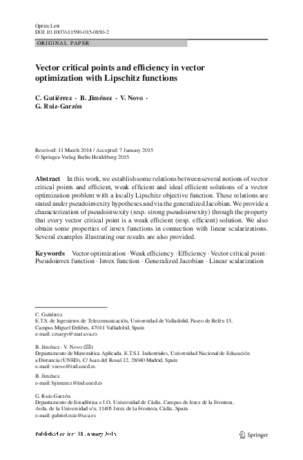 (PDF) Vector critical points and efficiency in vector optimization with ...