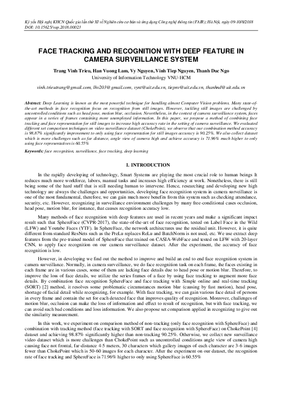 (PDF) Enhanced Face Tracking in Surveillance Systems