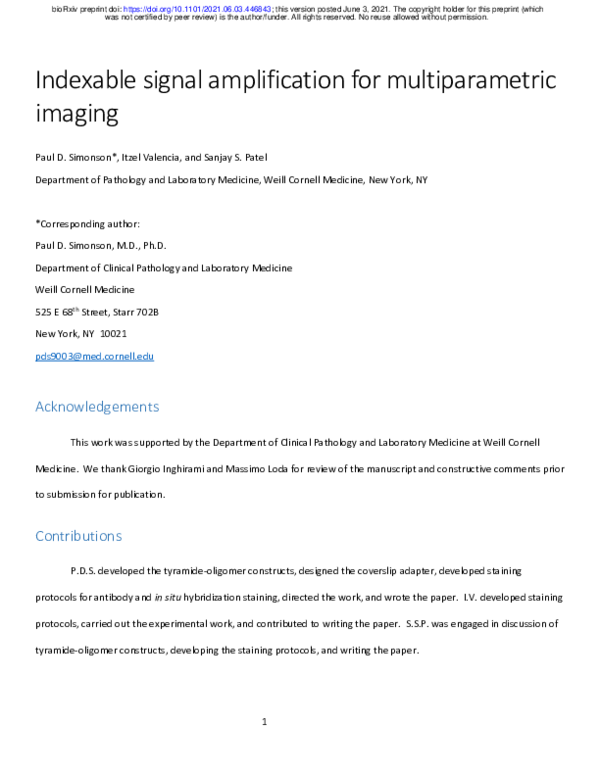 (PDF) Indexable signal amplification for multiparametric imaging