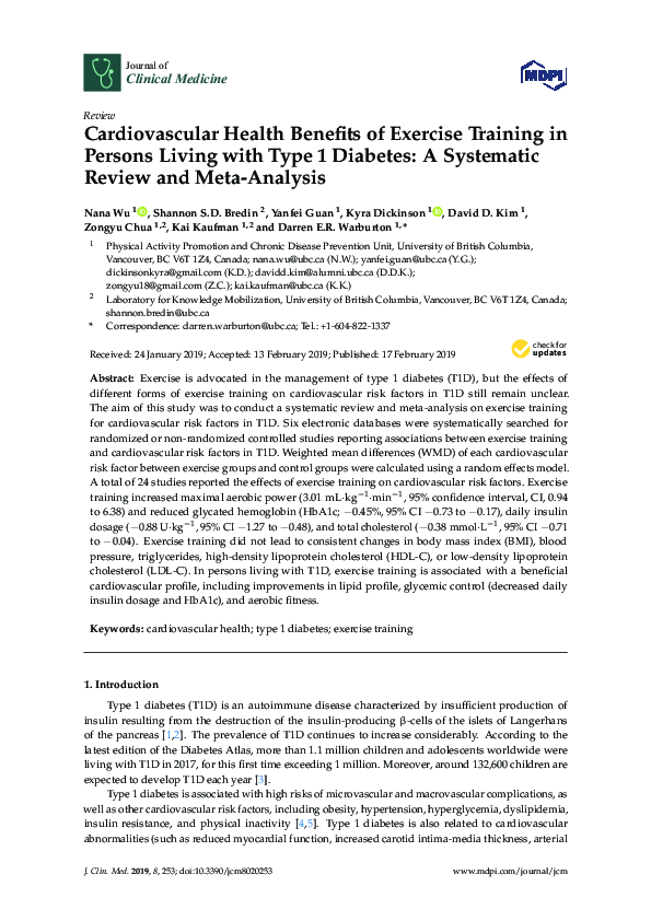(PDF) Cardiovascular Health Benefits of Exercise Training in Persons ...