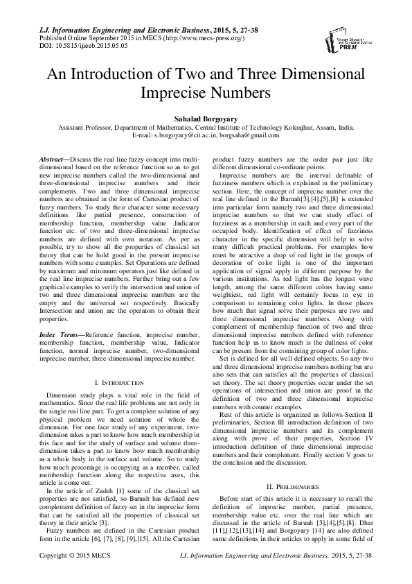 (PDF) An Introduction of Two and Three Dimensional Imprecise Numbers