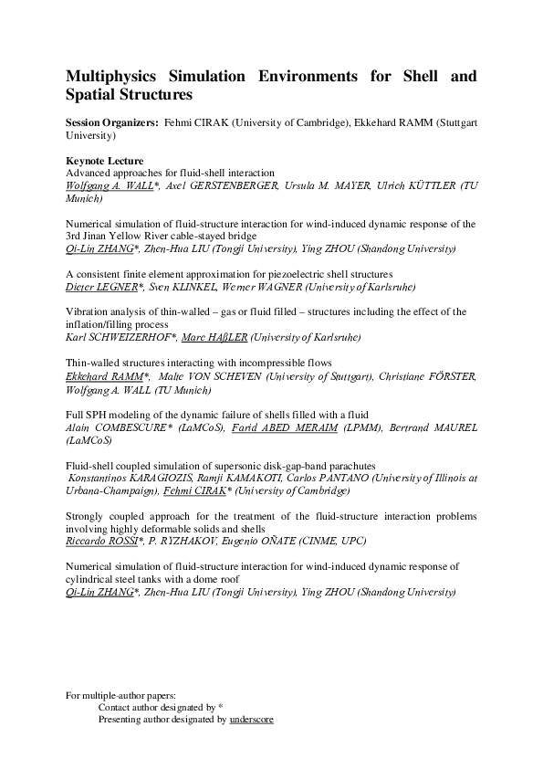(PDF) Multiphysics Simulation Environments for Shell and Spatial Structures
