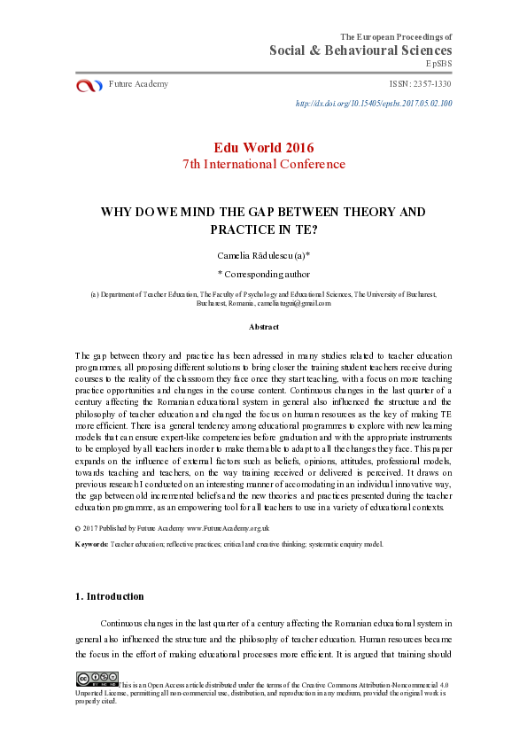 (PDF) Why Do We Mind the Gap between Theory and Practice in TE?