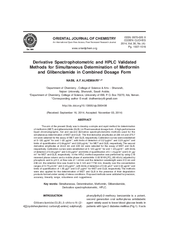 (PDF) Derivative Spectrophotometric and HPLC Validated Methods for ...