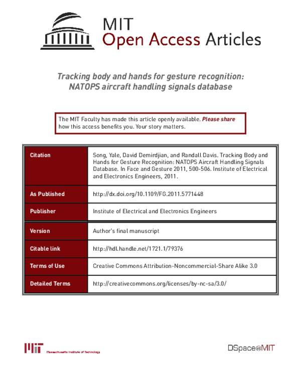 (PDF) Tracking body and hands for gesture recognition: NATOPS aircraft ...