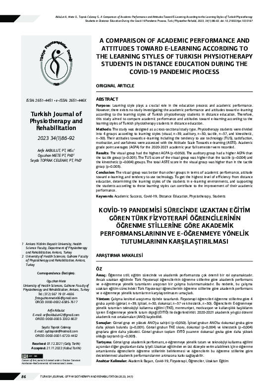 (PDF) A Comparison of Academic Performance and Attitudes Toward E ...