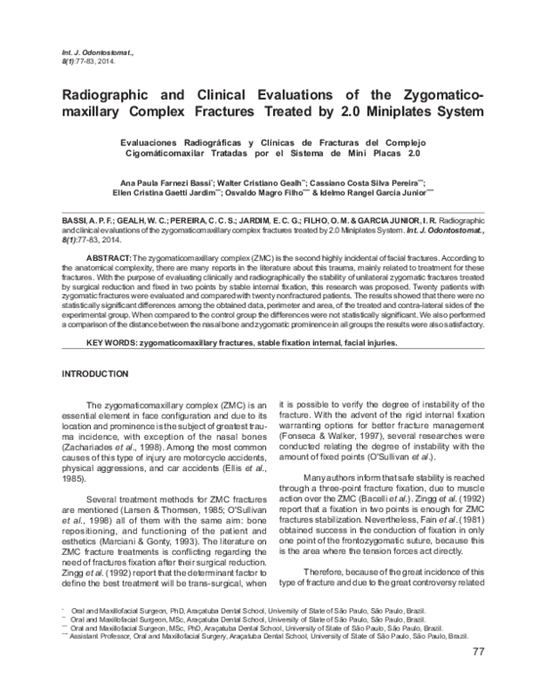 (PDF) Radiographic and Clinical Evaluations of the Zygomatico-maxillary ...