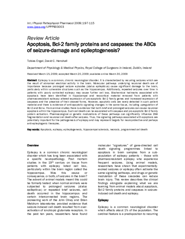 (PDF) Apoptosis, Bcl-2 family proteins and caspases: the ABCs of ...