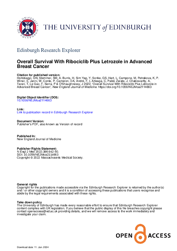 (PDF) Overall Survival with Ribociclib plus Letrozole in Advanced ...