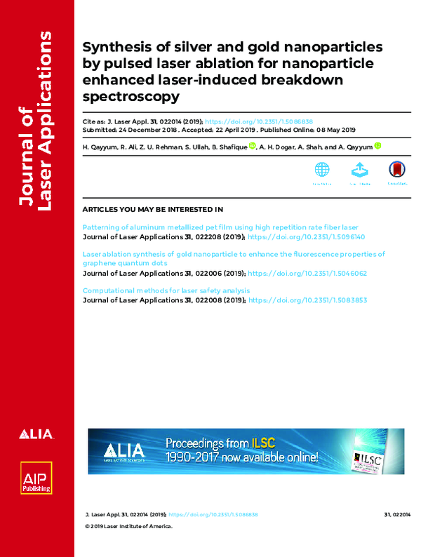 (PDF) Synthesis of silver and gold nanoparticles by pulsed laser ...