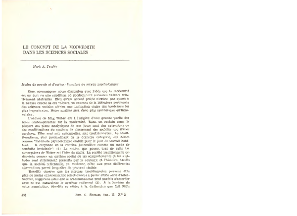 (PDF) Le concept de la modernité dans les ciences sociales