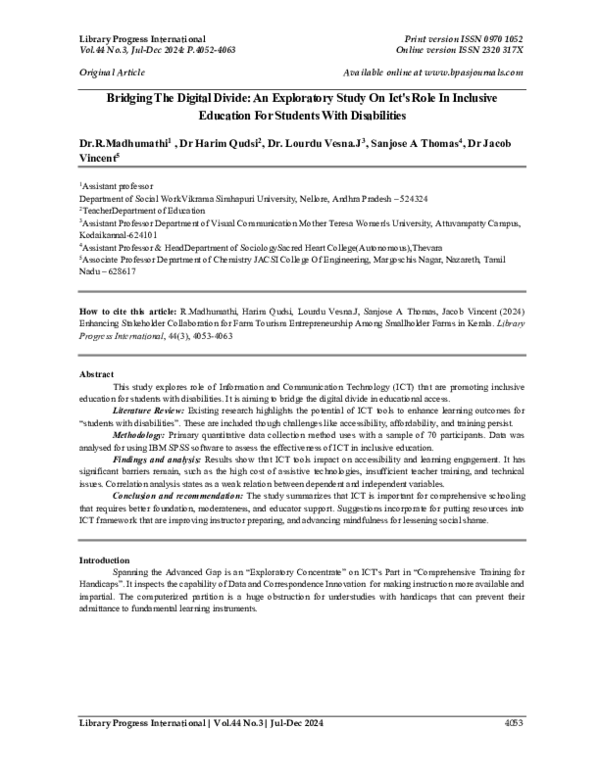 (PDF) Bridging The Digital Divide: An Exploratory Study On Ict's Role ...