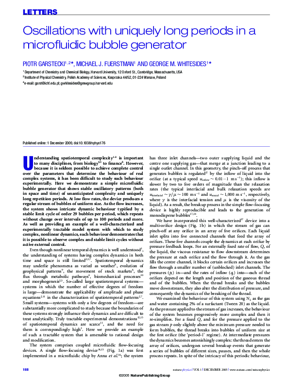 (PDF) Oscillations with uniquely long periods in a microfluidic bubble ...