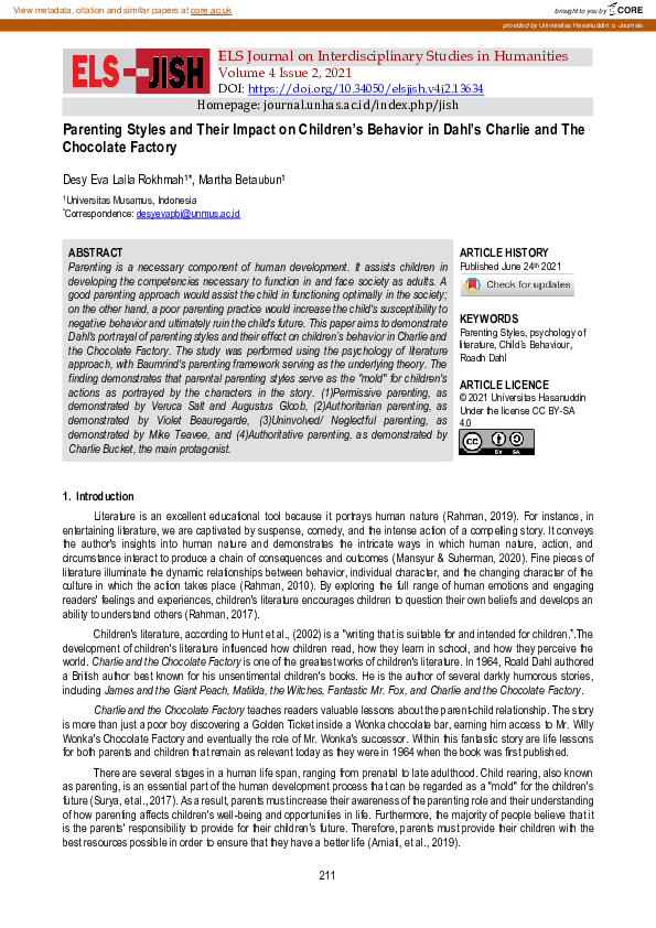 (PDF) Parenting Styles and Their Impact on Children’s Behavior in Dahl ...