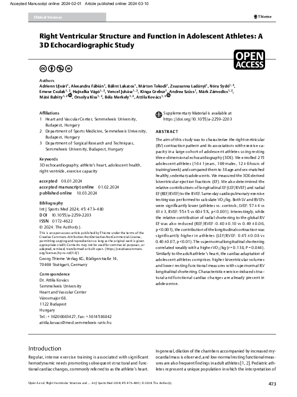 (PDF) Right ventricular structure and function in adolescent athletes ...