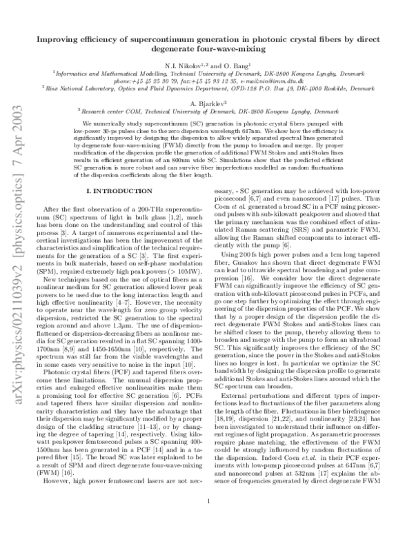 (PDF) Improving efficiency of supercontinuum generation in photonic ...