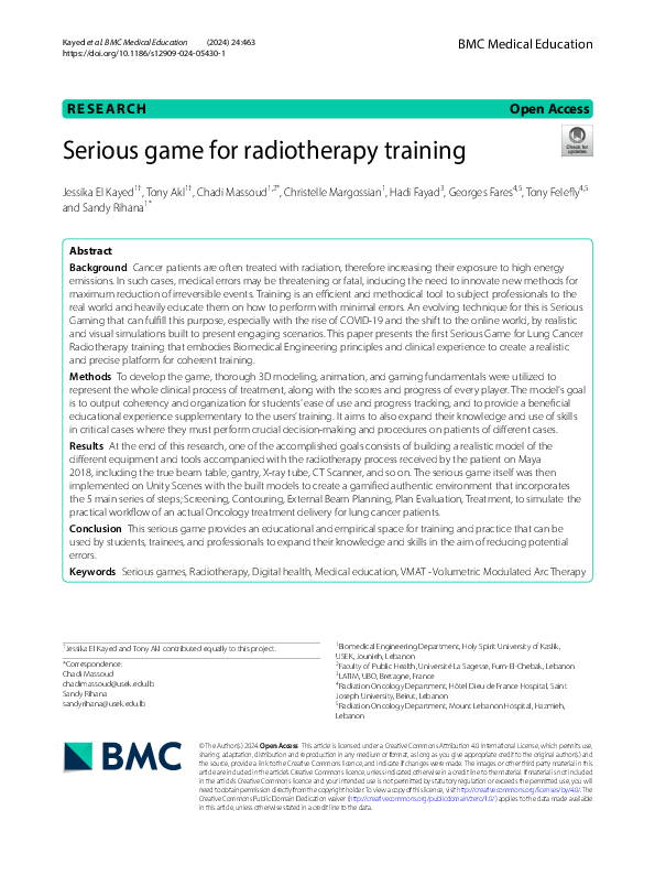 (PDF) Serious game for radiotherapy training