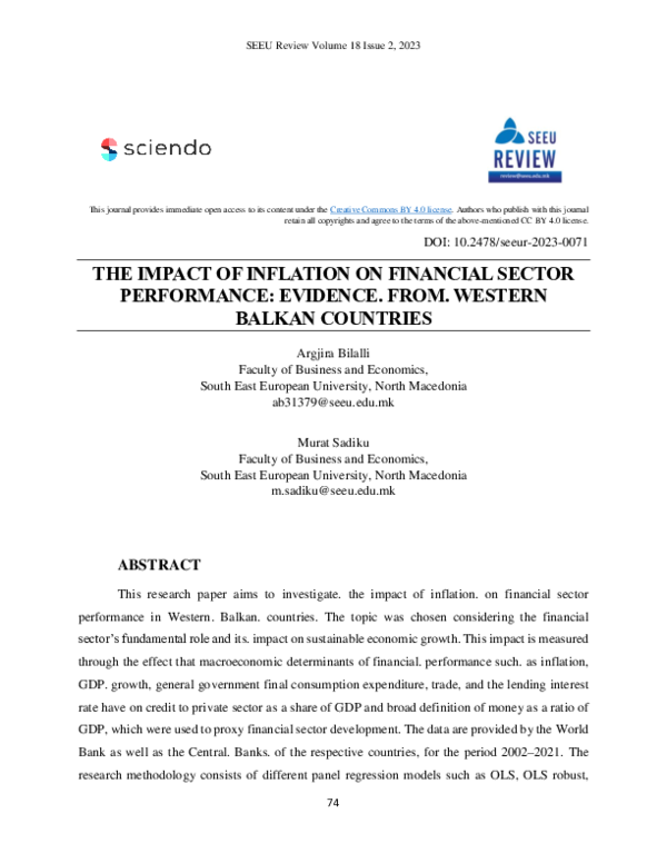 (PDF) The Impact of Inflation on Financial Sector Performance: Evidence ...