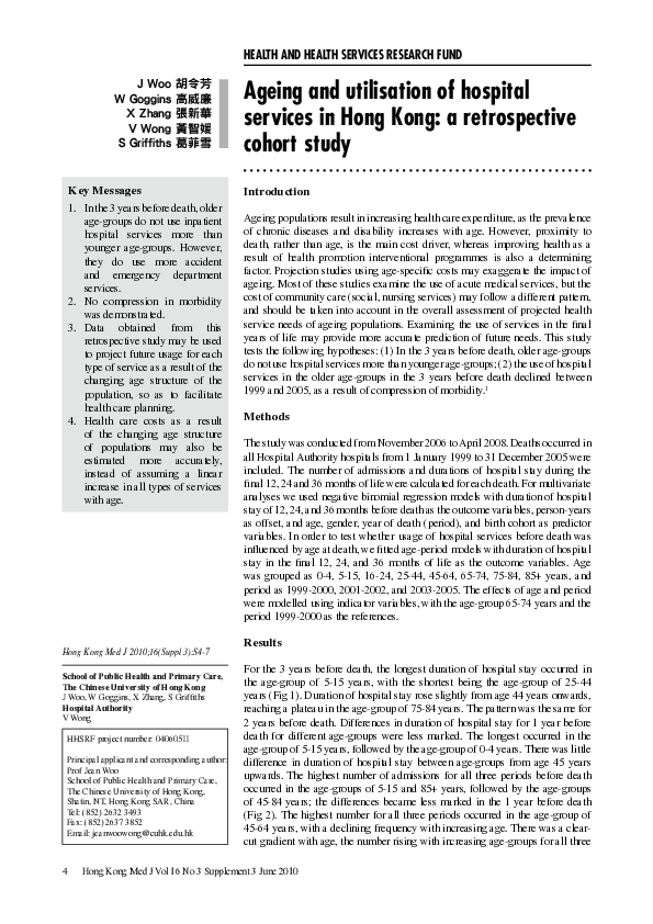 (PDF) Aging and utilization of hospital services in Hong Kong ...