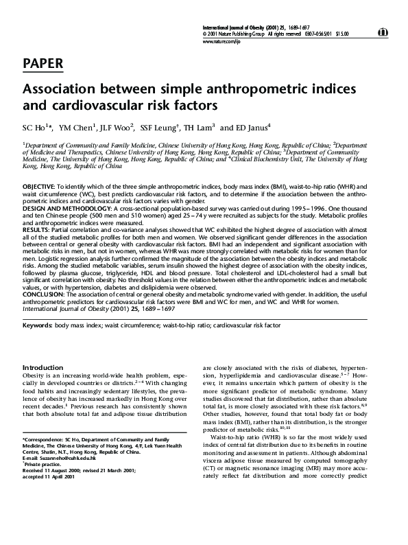 (PDF) Association between simple anthropometric indices and ...