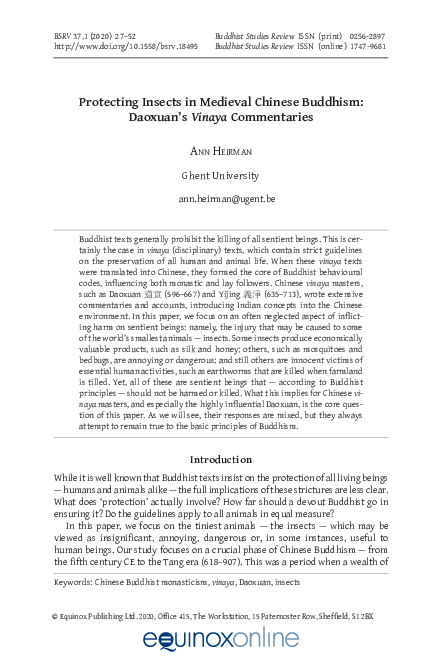 (PDF) Protecting Insects in Medieval Chinese Buddhism