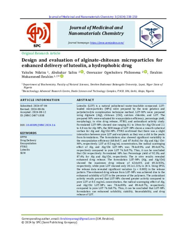 (PDF) Design and evaluation of alginate-chitosan microparticles for ...