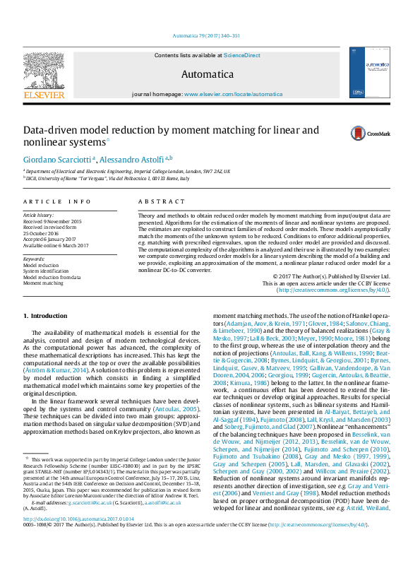 (PDF) Data-driven model reduction by moment matching for linear and ...