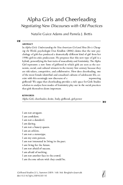 (PDF) Alpha Girls and Cheerleading: Negotiating New Discourses with Old ...