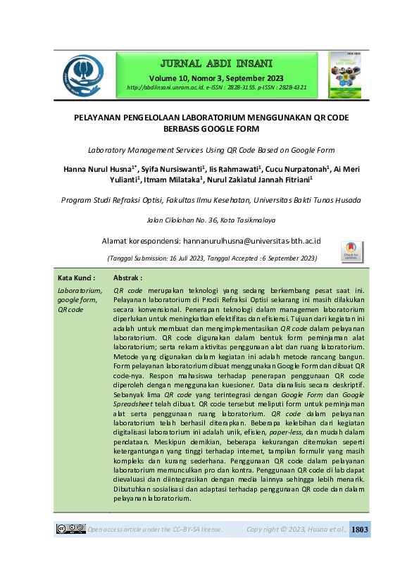 (PDF) Pelayanan Pengelolaan Laboratorium Menggunakan QR Code Berbasis ...