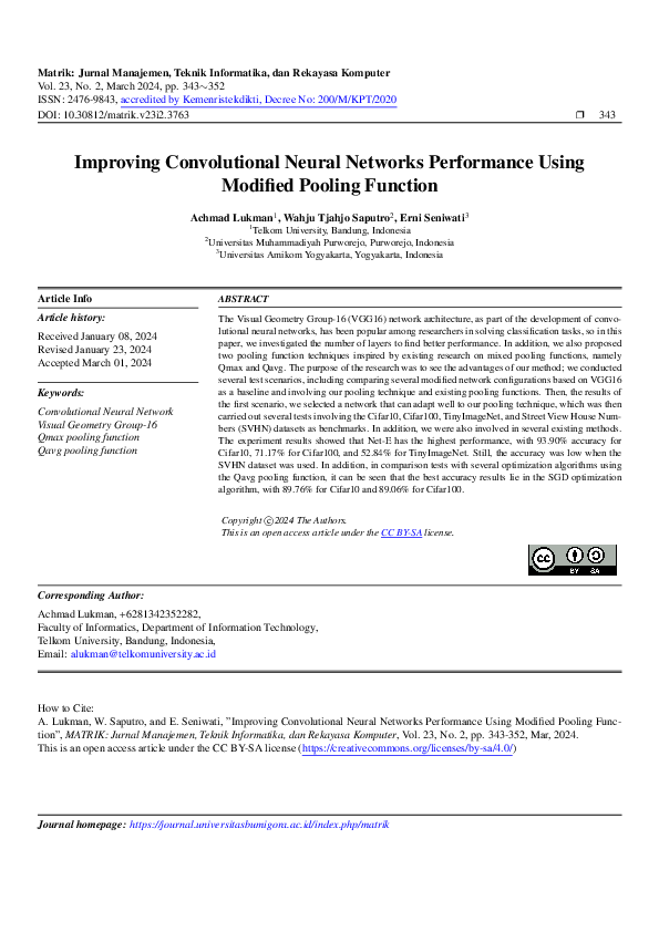 (PDF) Improving Performance Convolutional Neural Networks Using ...
