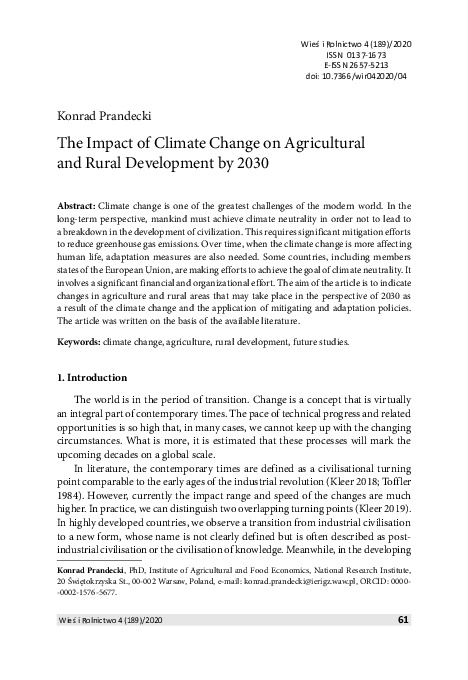 (PDF) The Impact of Climate Change on Agricultural and Rural ...
