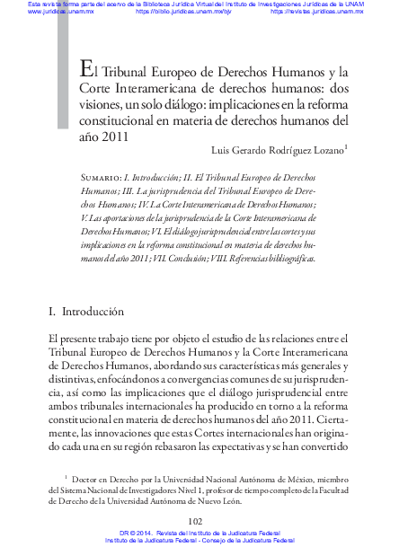 (PDF) El Tribunal Europeo de Derechos Humanos y la Corte Interamericana ...