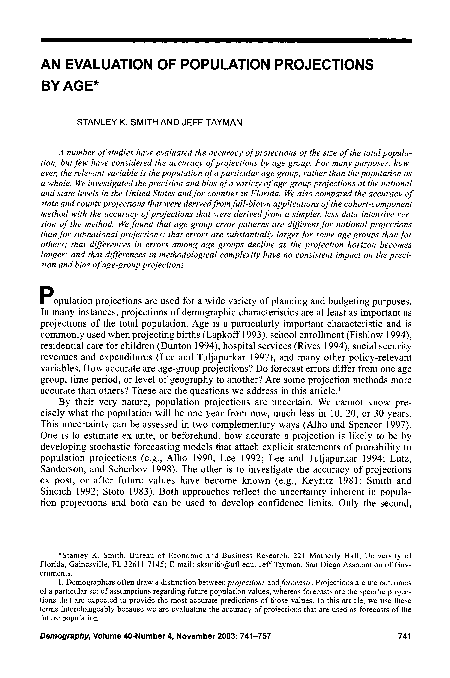 (PDF) An Evaluation of Population Projections by Age