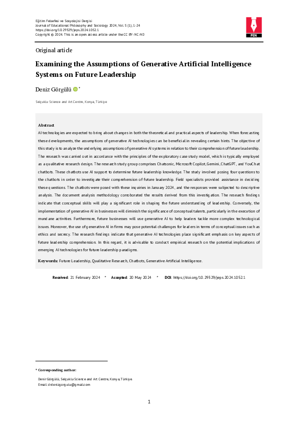 (PDF) Examining the Assumptions of Generative Artificial Intelligence ...