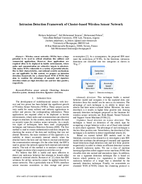 (PDF) Intrusion detection framework of cluster-based wireless sensor ...