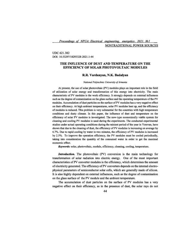 (PDF) THE INFLUENCE OF DUST AND TEMPERATURE ON THE EFFICIENCY OF SOLAR ...
