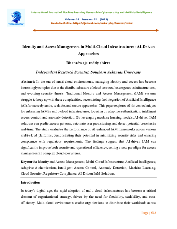 (PDF) Identity and Access Management in Multi-Cloud Infrastructures: AI ...