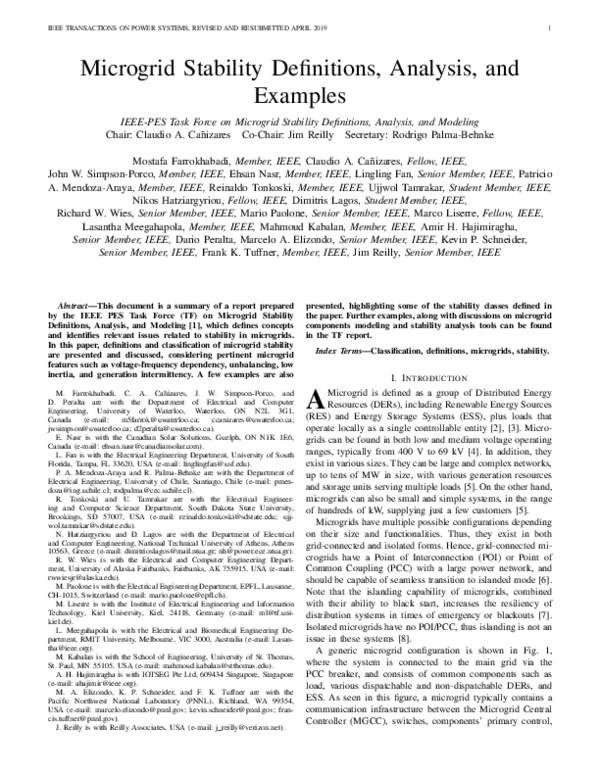 (PDF) Microgrid Stability Definitions, Analysis, and Examples