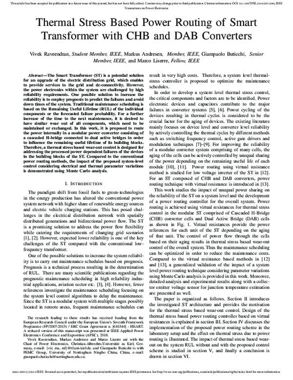 (PDF) Thermal Stress Based Power Routing of Smart Transformer With CHB ...