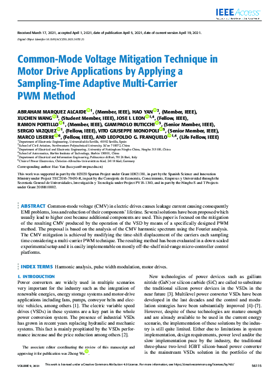 (PDF) Common-Mode Voltage Mitigation Technique in Motor Drive ...