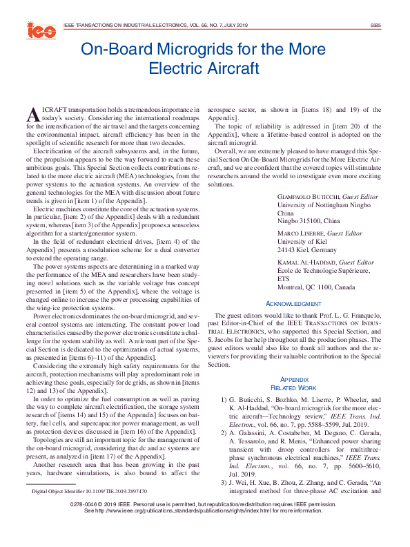 (PDF) On-Board Microgrids for the More Electric Aircraft