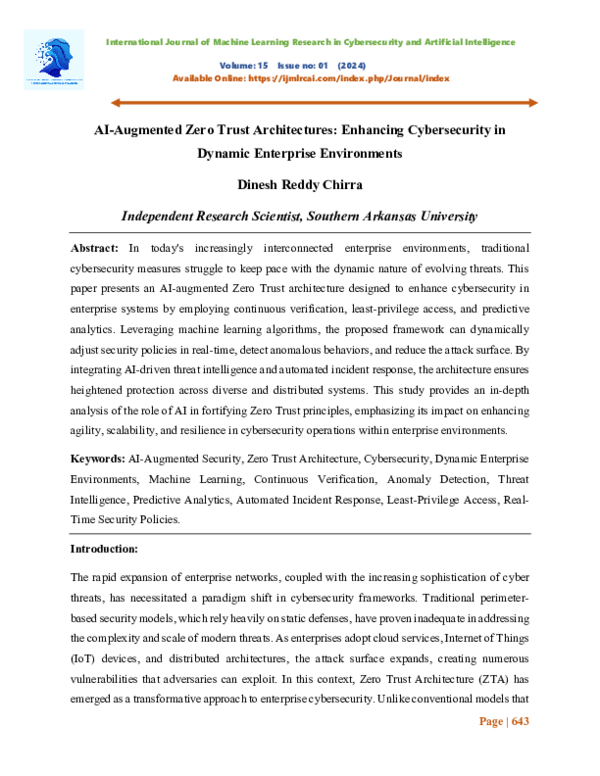 (PDF) AI-Augmented Zero Trust Architectures: Enhancing Cybersecurity in ...