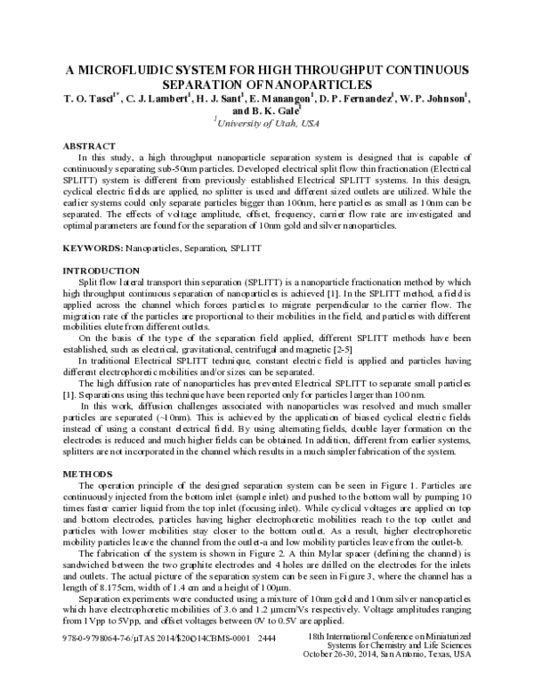 (PDF) A Microfluidic System for High Throughput Continuous Separation ...