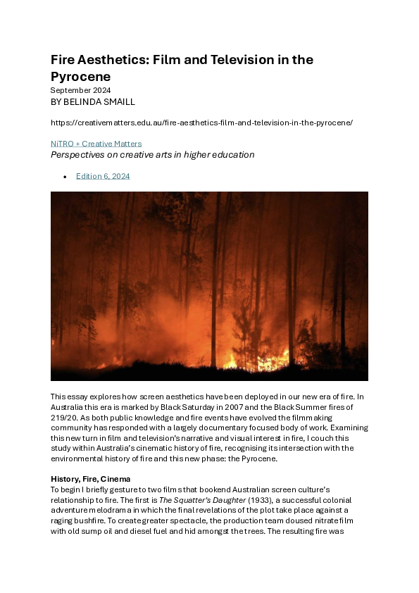 (PDF) Fire Aesthetics: Film and Television in the Pyrocene