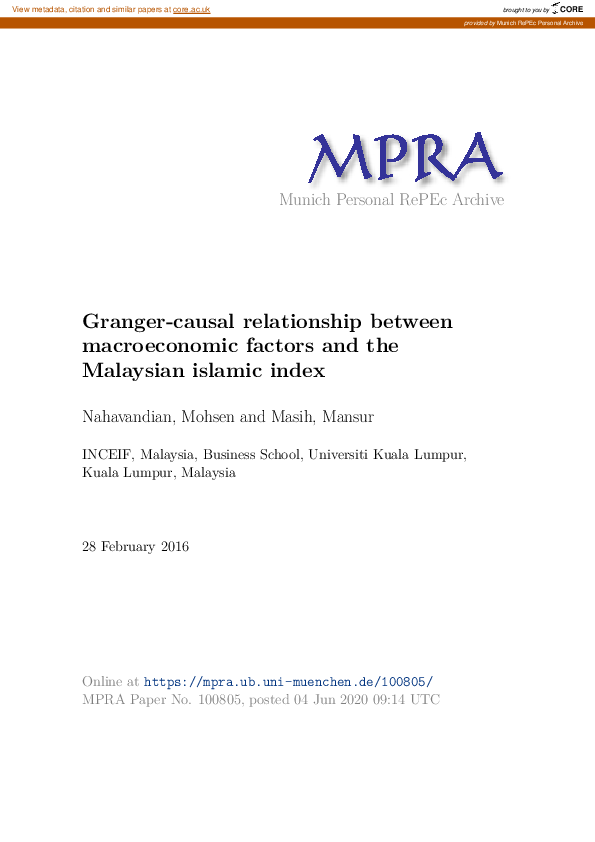 (PDF) Granger-causal relationship between macroeconomic factors and the ...